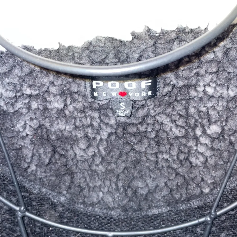 Poof New York Sherpa sweater gray fluffy sweater quarter zip size small top - Image 3