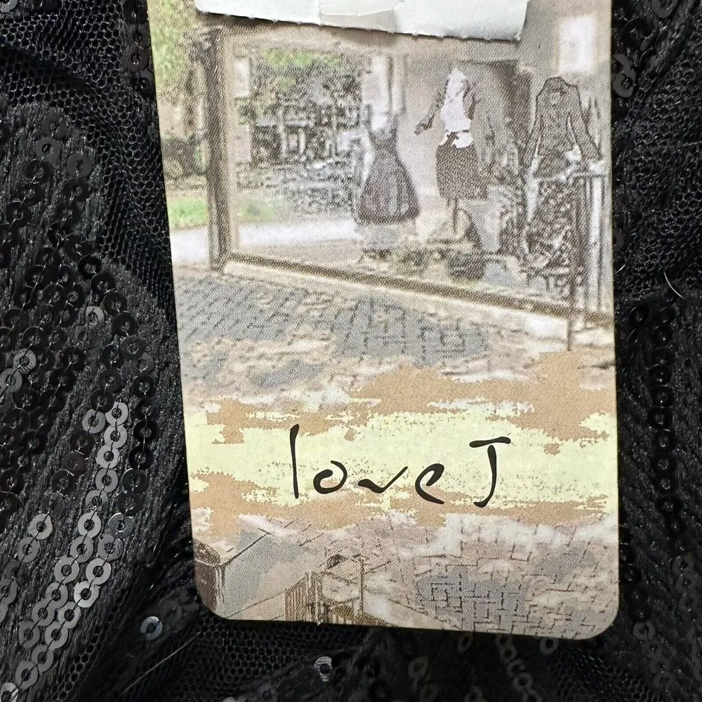 NWT Love J‎ Black Sequin Corset Top Women's Medium Polyester Spandex Solid - Image 7