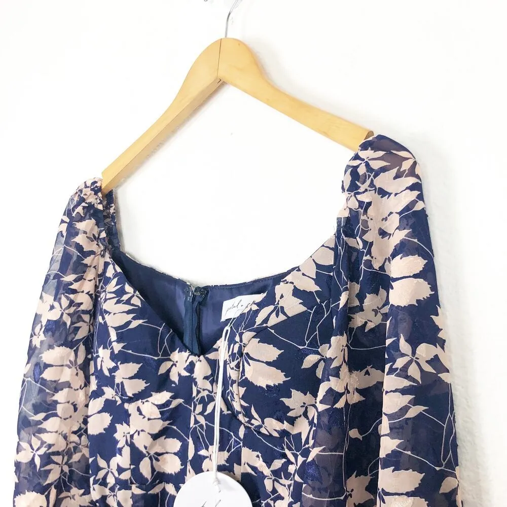 NWT Petal & Pup Navy Floral Mini Dress Size Small Long Sleeve Aline Ruffle - Image 7