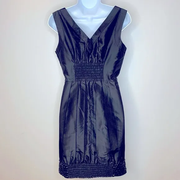 Bebe Black Silk Beaded Bubble Cocktail‎ Dress Size S - Image 2