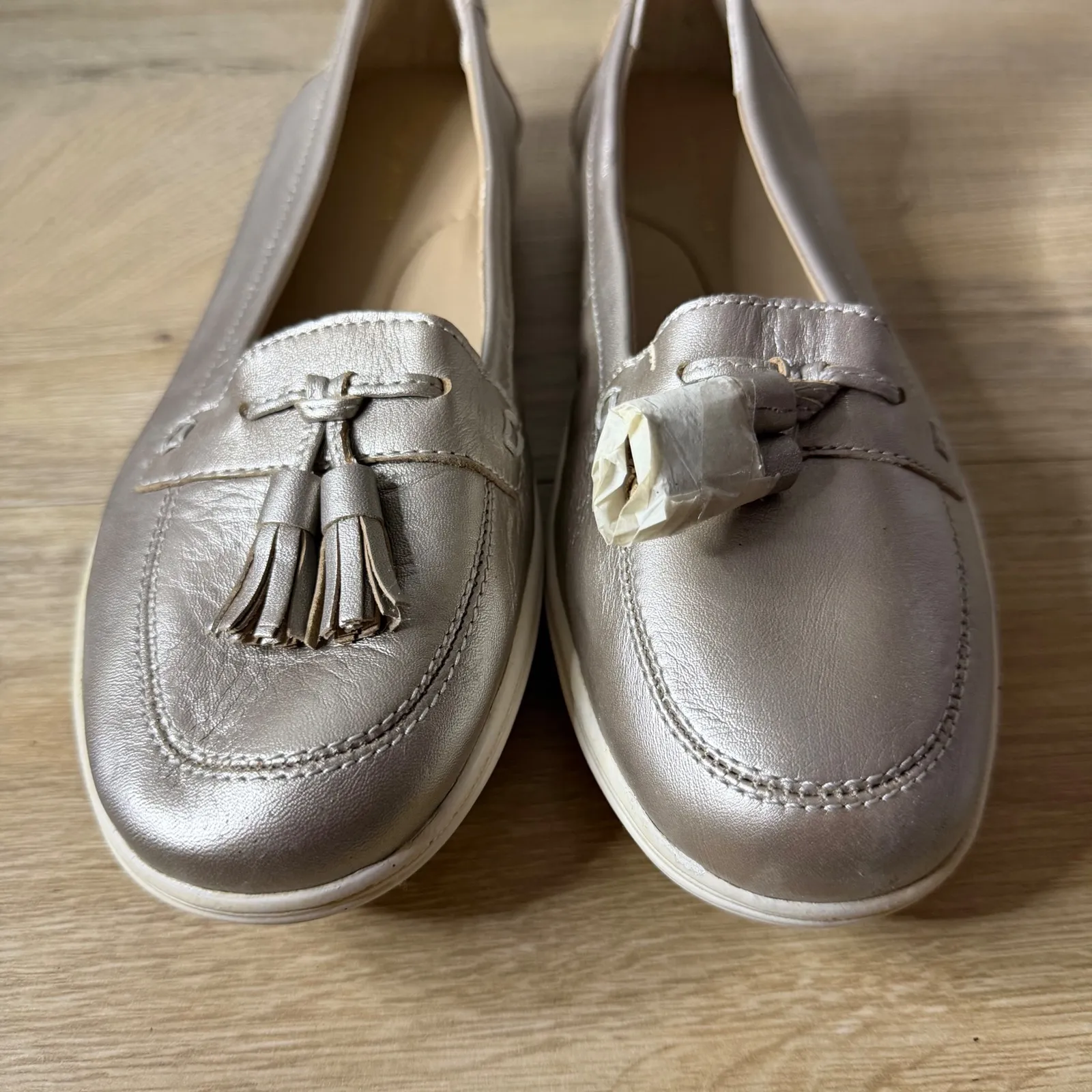 Easy Spirit Stingray Champagne Gold Tassel Loafers Metallic Driving Shoes 8 - Image 5