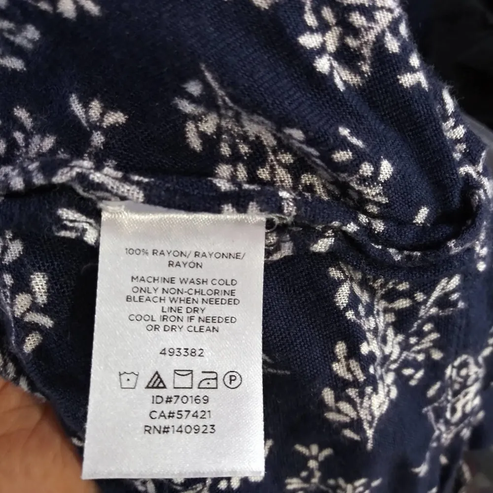 Loft Navy Blue Floral Kimono Cardigan Cover Up Size OS - Image 7