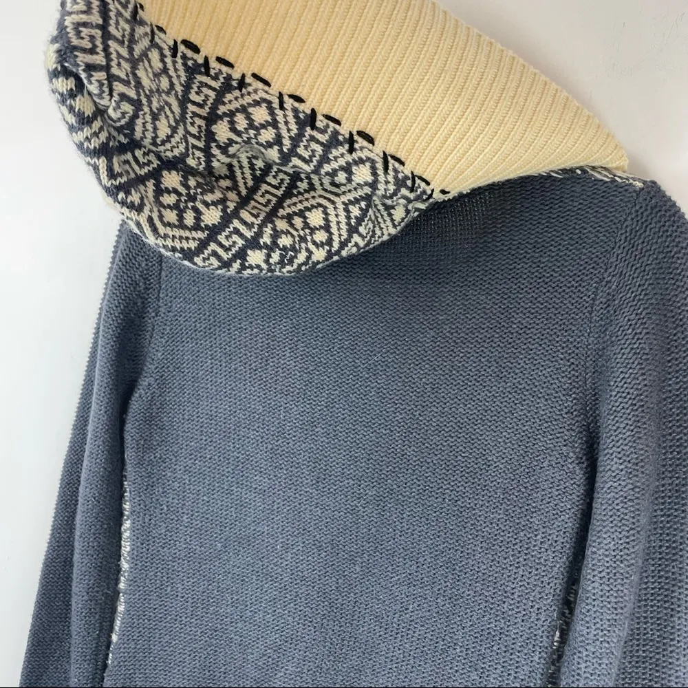 BKE Womens Shawl Knit Hooded Sweater Sz Medium Aztec Ribbed Boho Western - Image 9