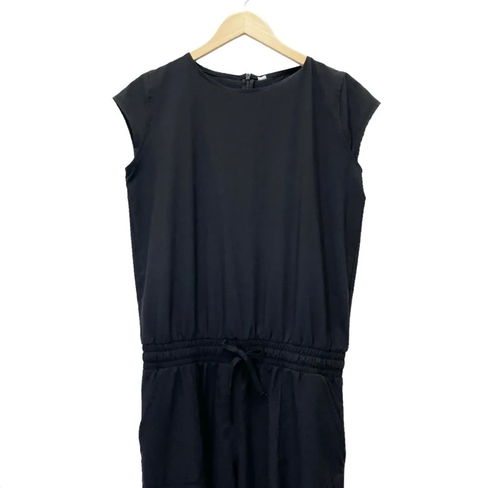 Albion Cap Sleeve Jumpsuit Black Elastic Waist One Piece Size Small Zip Ankle - Image 6