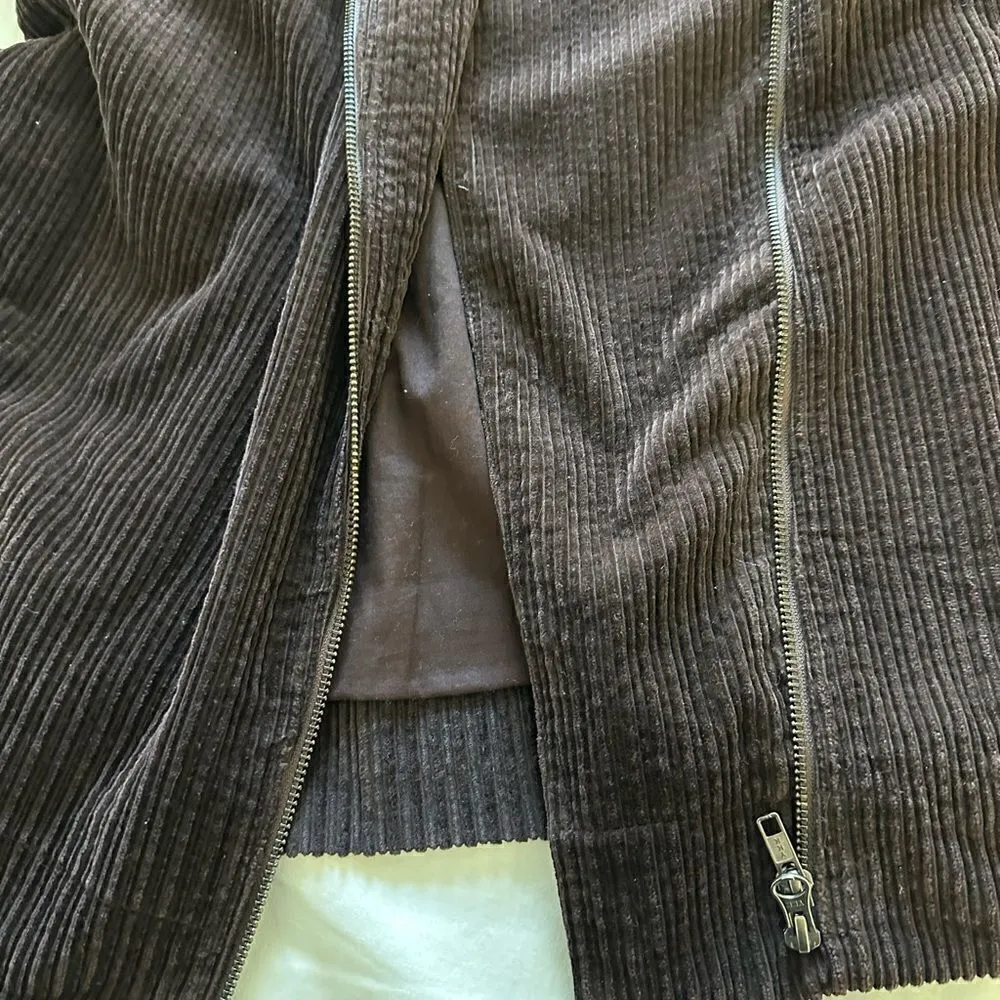 Eileen Fisher Corduroy Jacket Asymmetrical Zipper Brown Womens S - Image 11