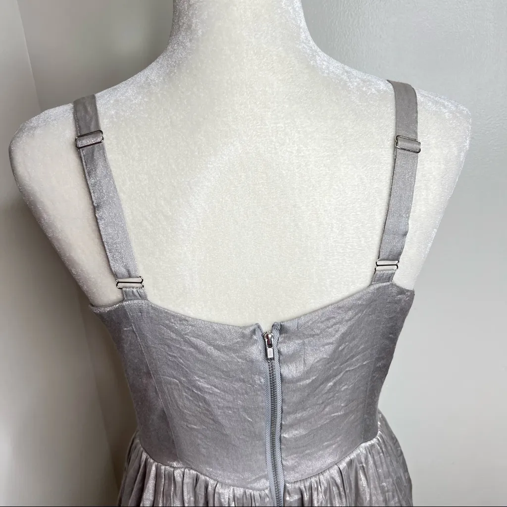 Forever 21 Metallic Silver Dress Size Large Party New Years Hoco Retro - Image 8