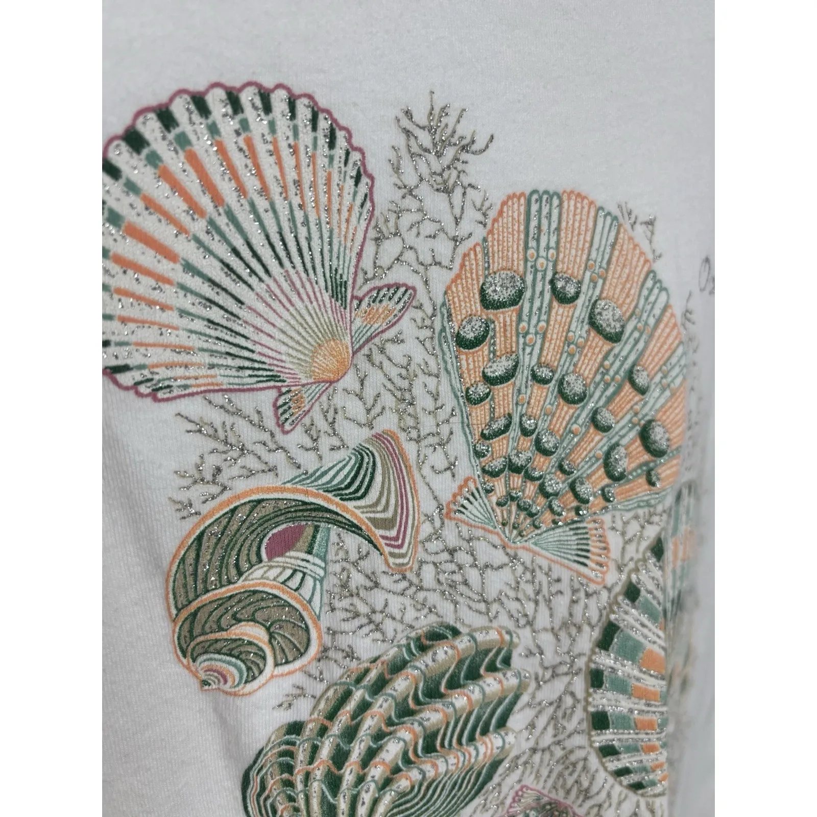 Vtg 90s Hanes Beefy Single Stitch White Seashell T-Shirt Size Small Beach Travel - Image 5