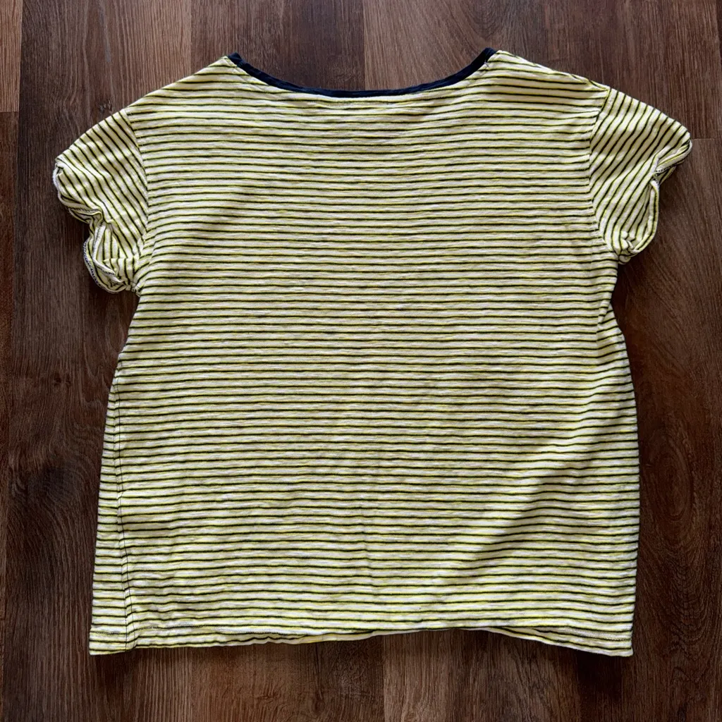 Tommy Hilfiger Navy & Yellow Striped Top - Image 2
