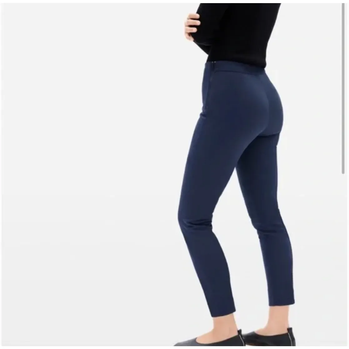 Everlane Pants‎ Womens 8 Blue Side Zip Skinny Work Ankle Stretch Cotton - Image 3