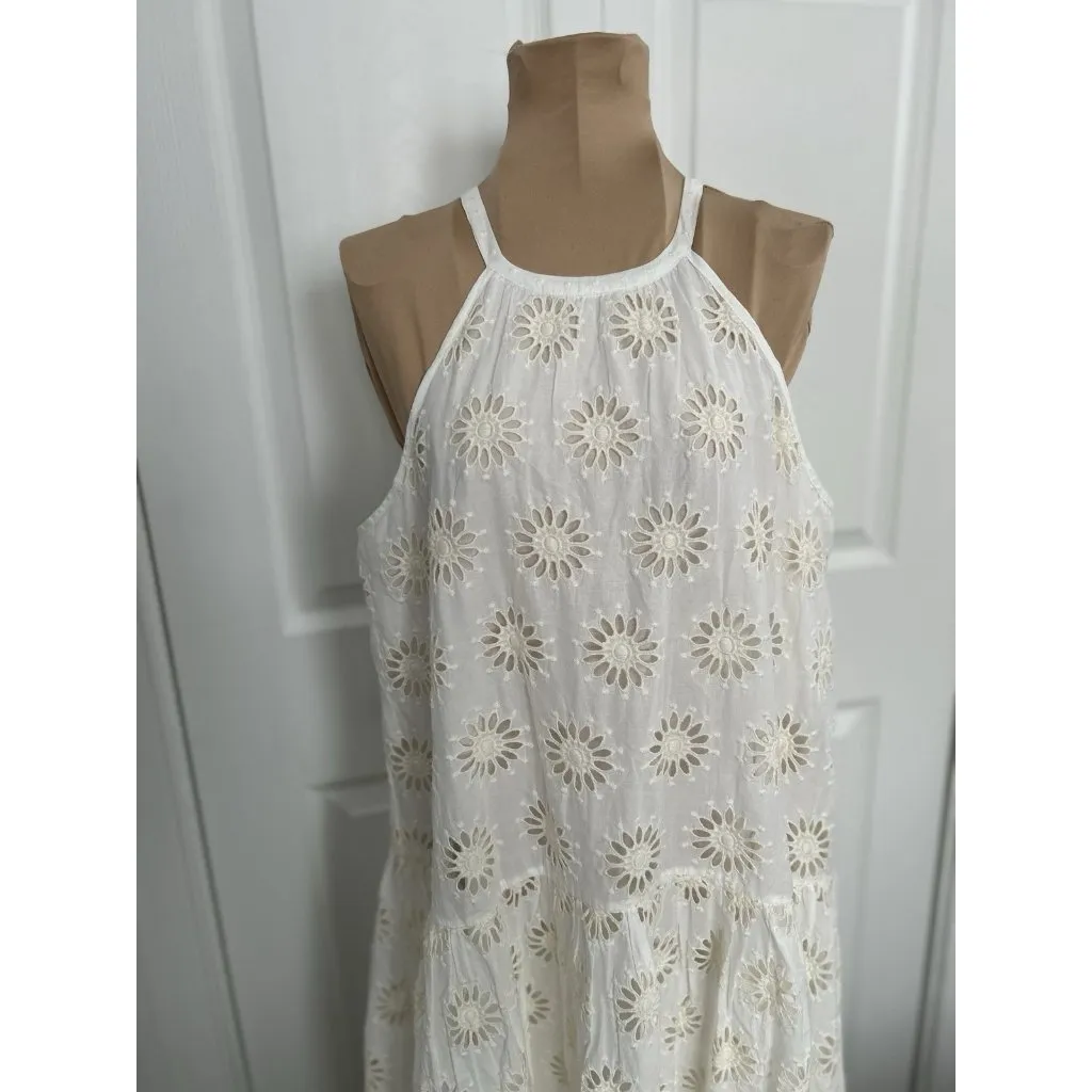 Madewell $198 Embroidered Drop-Waist Maxi Dress Floral Eyelet Ivory Size S - Image 9