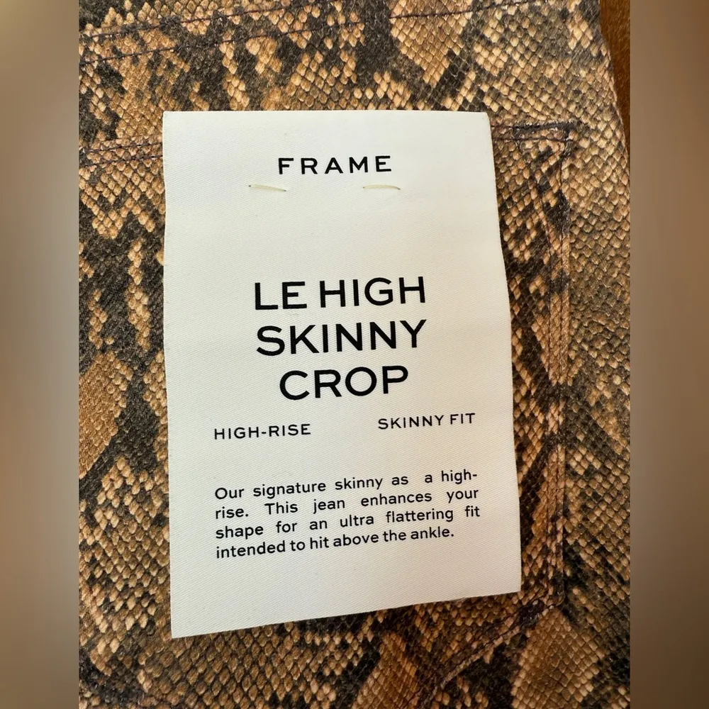 Frame Snakeskin PythonDesign LeHigh Skinny Crop HiRise Fit Jean Pant Size 29 NWT - Image 7