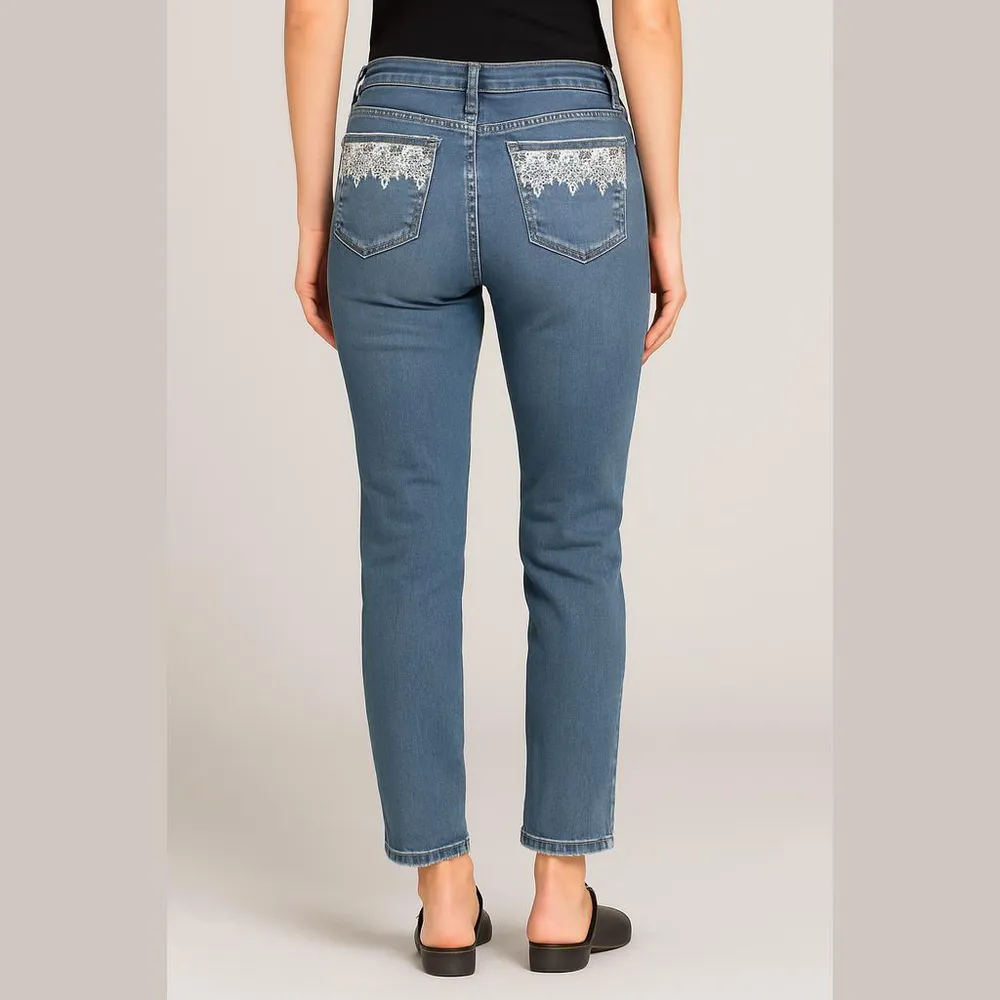 ND Weekend Miss Me Womens 12 Capri Jeans Embroidered Pockets Stretch Denim - Image 2