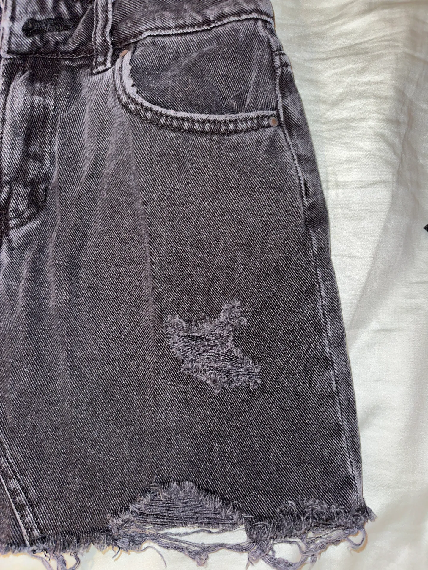 Black Ripped Denim Skirt - Image 4