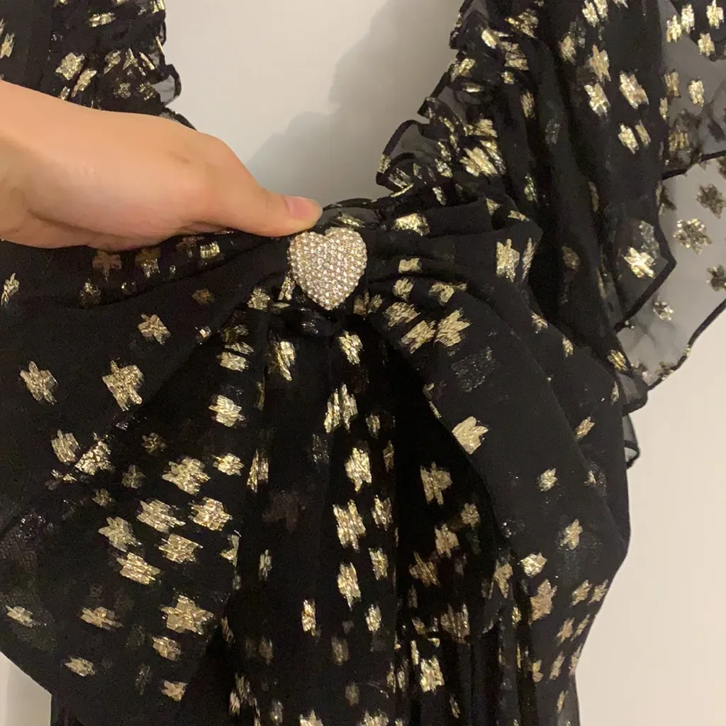 NWT LoveShackFancy silk Ronny maxi dress in black metallic stars - Image 10