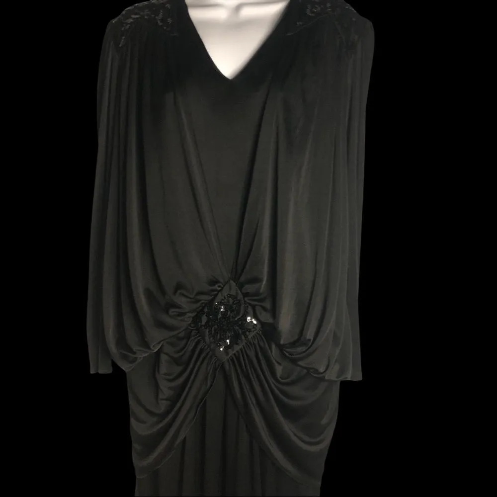 Slinky and Draped Vintage Jumpsuit Open Backed and Sexy Cool Black Size 8 - Image 5