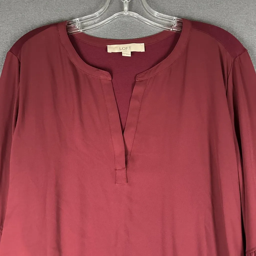 LOFT Blouse Womens Small Long‎ Sleeve Split Neck Pullover Lightweight Top - Image 5