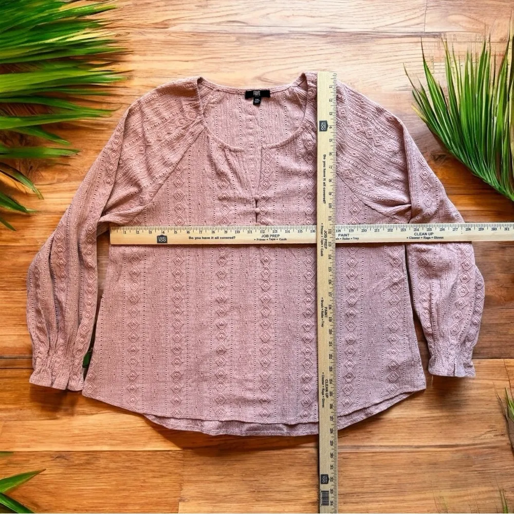 FRYE Pink Textured Long Sleeve Top Blouse - XXL - Image 9