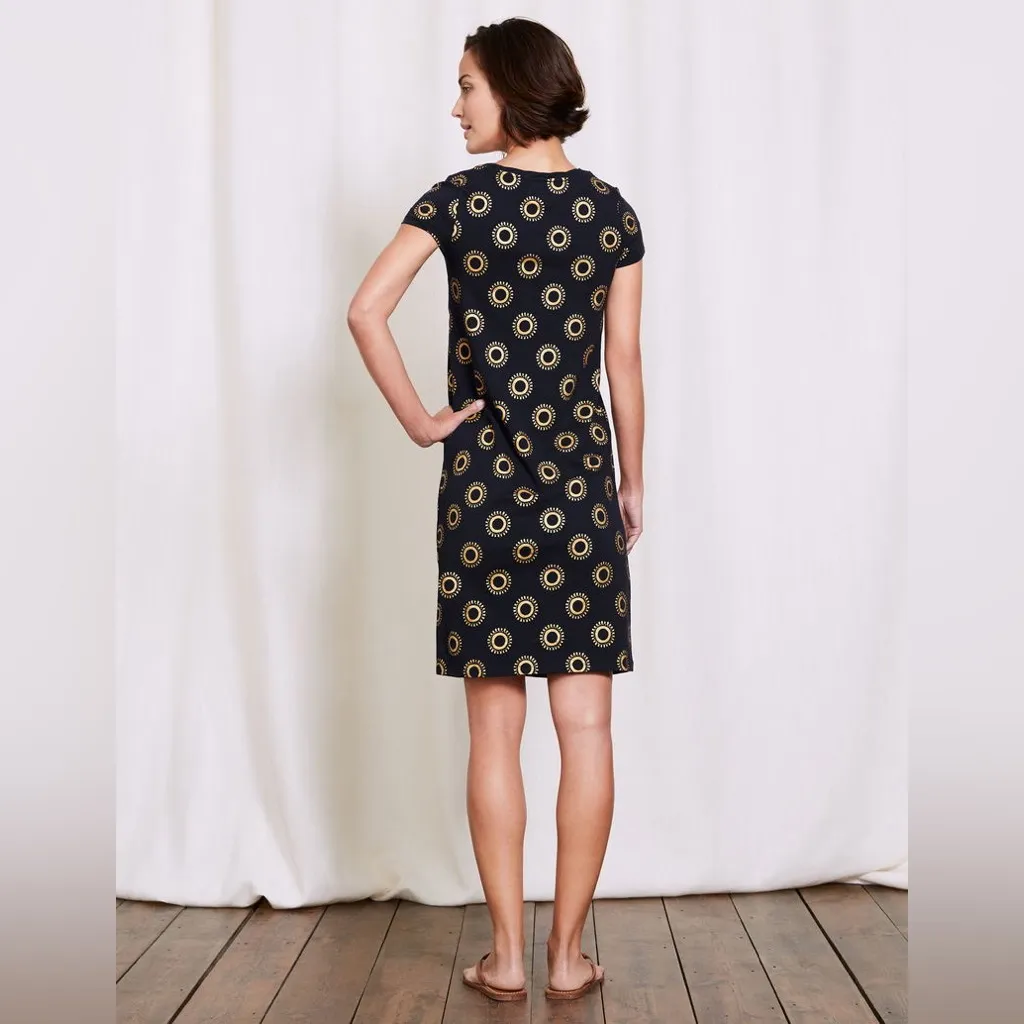 Boden Women’s Navy Blue Gold Sunburst Coralie Cotton T-shirt Dress Size 6R - Image 4