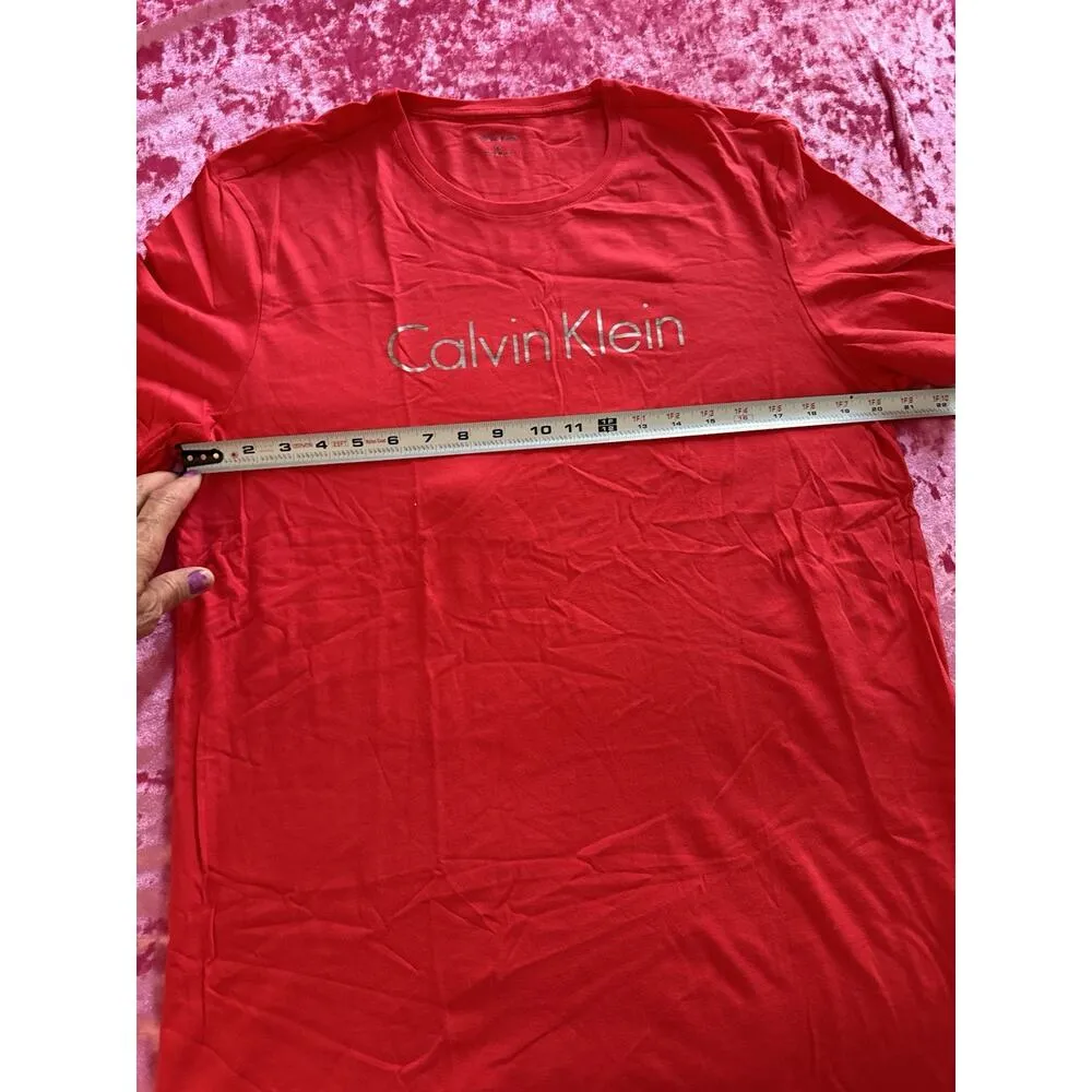 Calvin Klein Red Logo Women's XL T Shirt Summer Comfy Cozy - Image 5