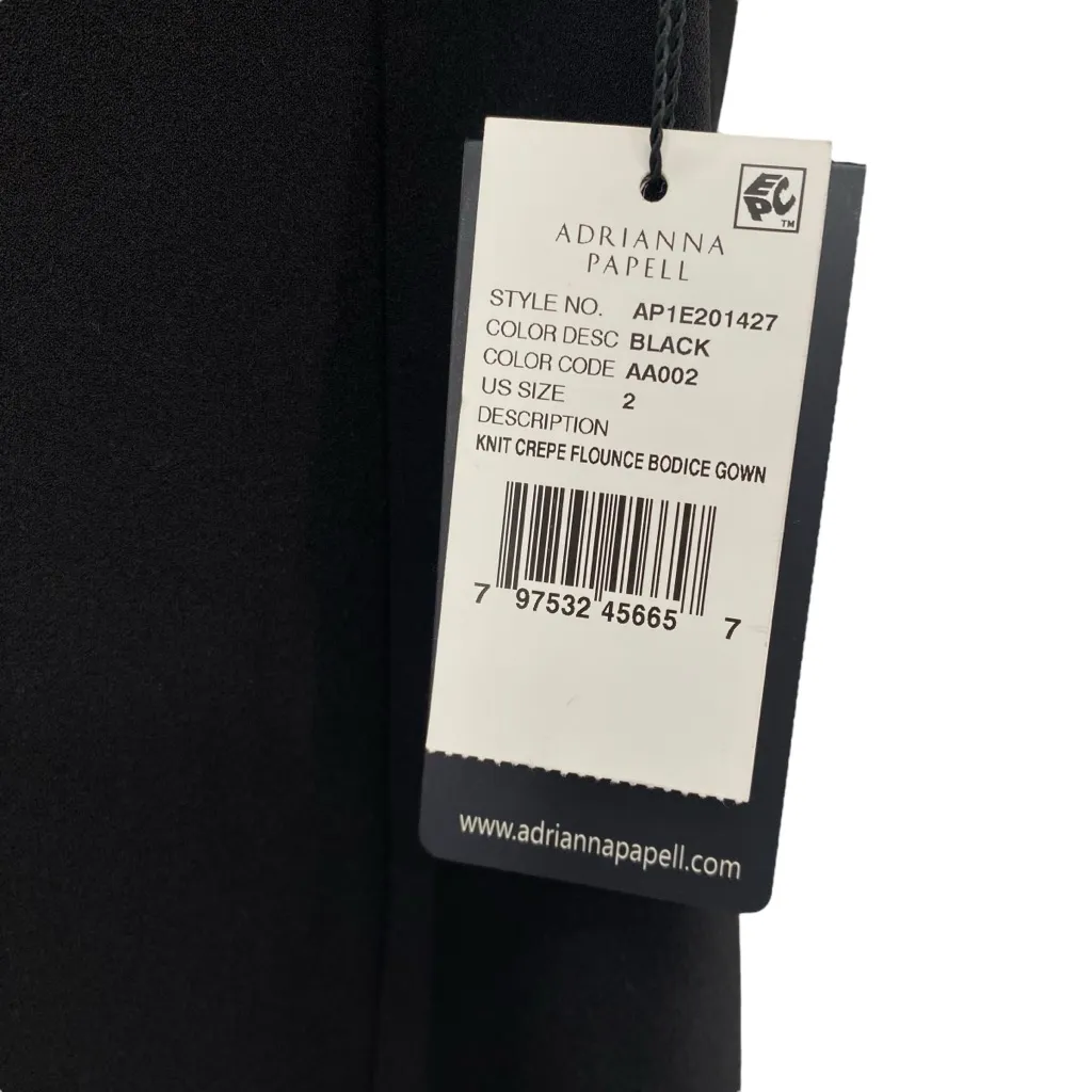 Adrianna Papell Black Off Shoulder Crepe Flounce Bodice Gown New - Image 6