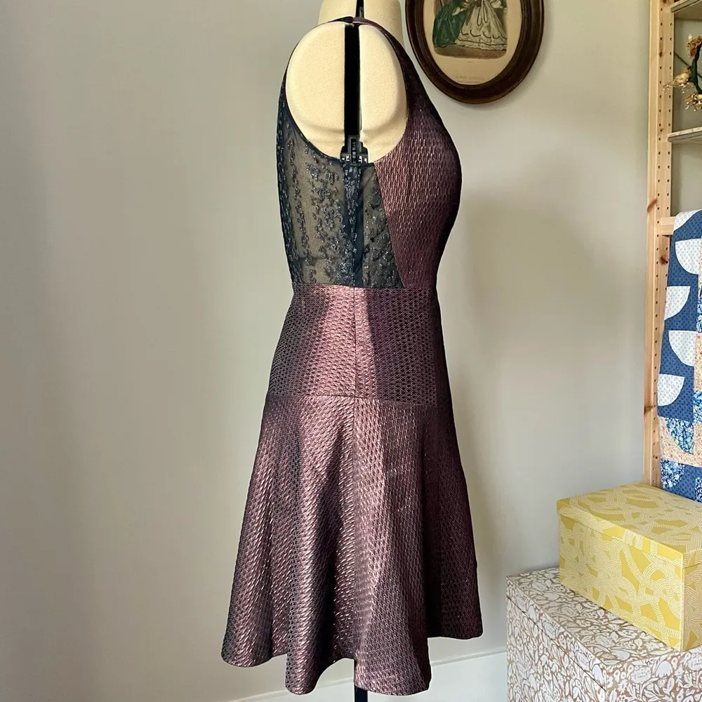 Bronze party dress with mesh leopard back - Phoebe Couture - Image 5