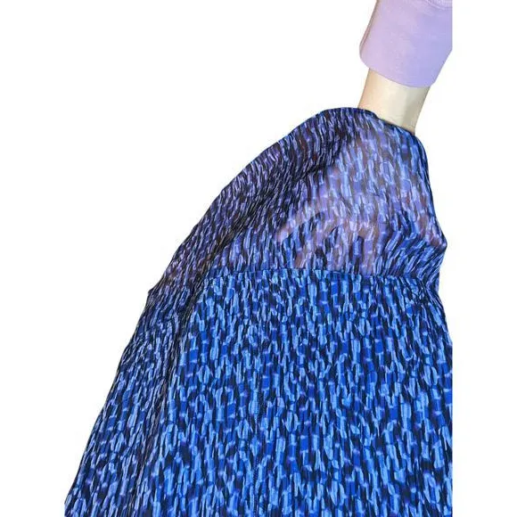 Rebecca Taylor Women Size 8 Sleeveless‎ Keyhole High Low Blue 100% Silk Blouse - Image 11