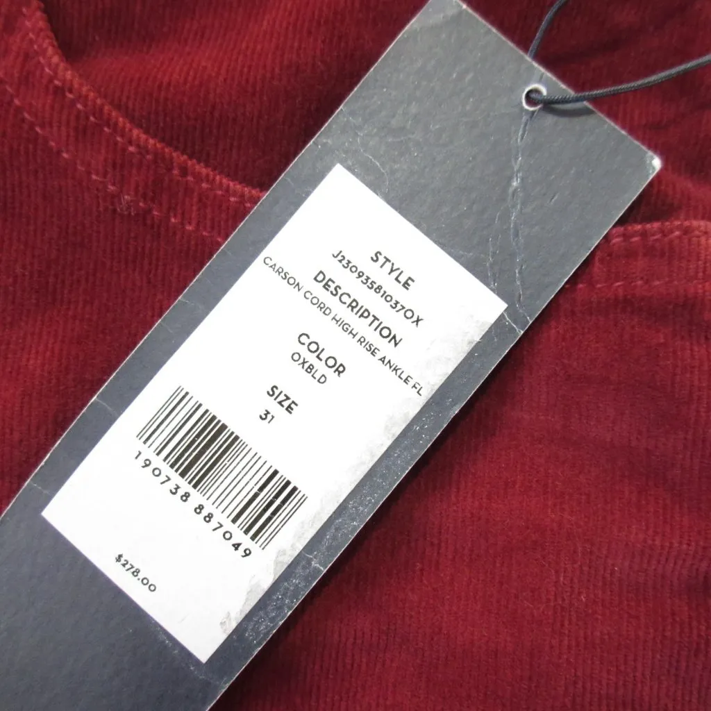 NWT Veronica Beard Carson Ankle Flare Cord in Oxblood Stretch Corduroy Pants 31 - Image 3
