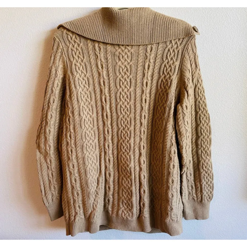Talbots  Tan Cable Knit Cardigan Sweater - Image 6