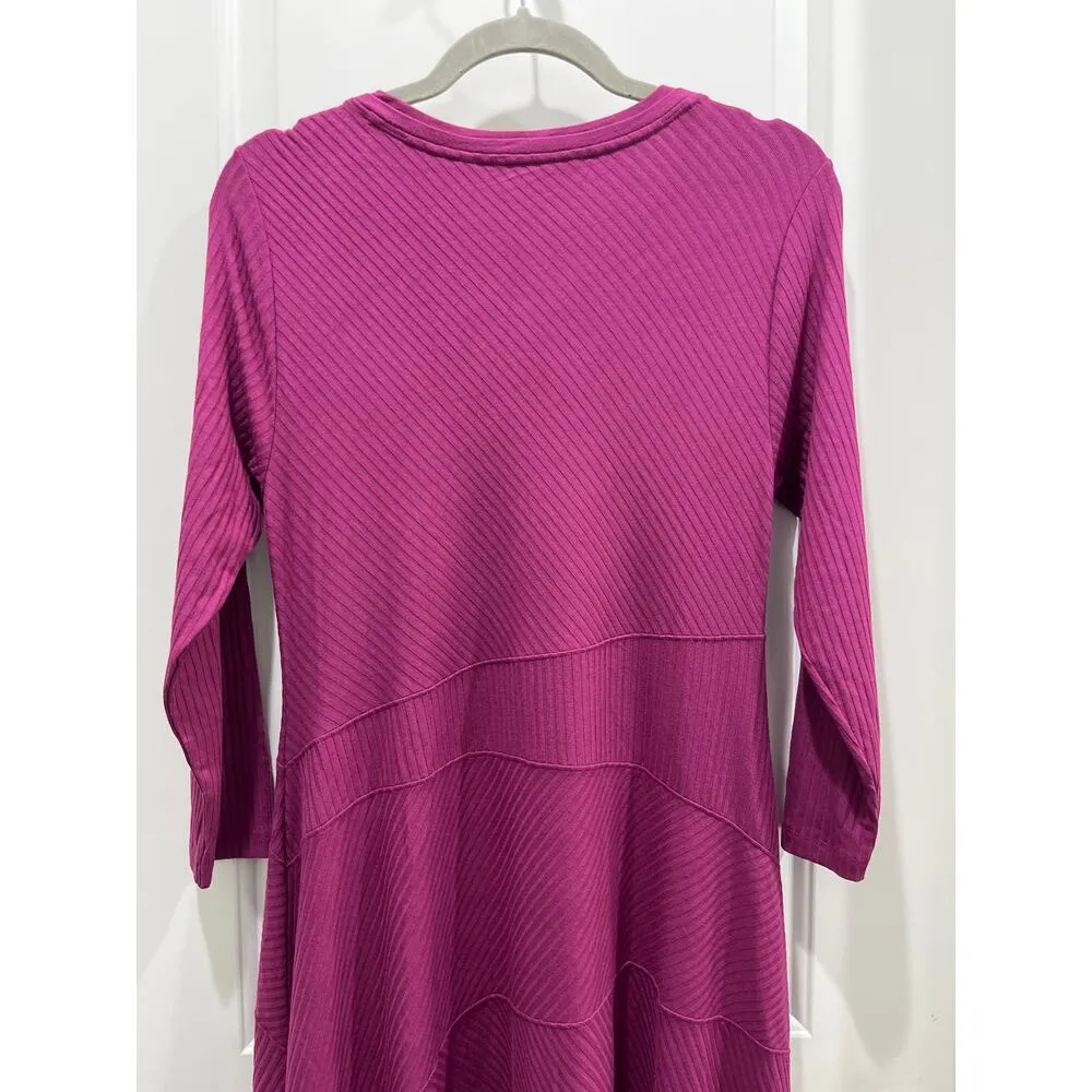 Soft Surroundings Jersey Long Sleeve Purple V-Neck Midi Dress Sz S - Image 5