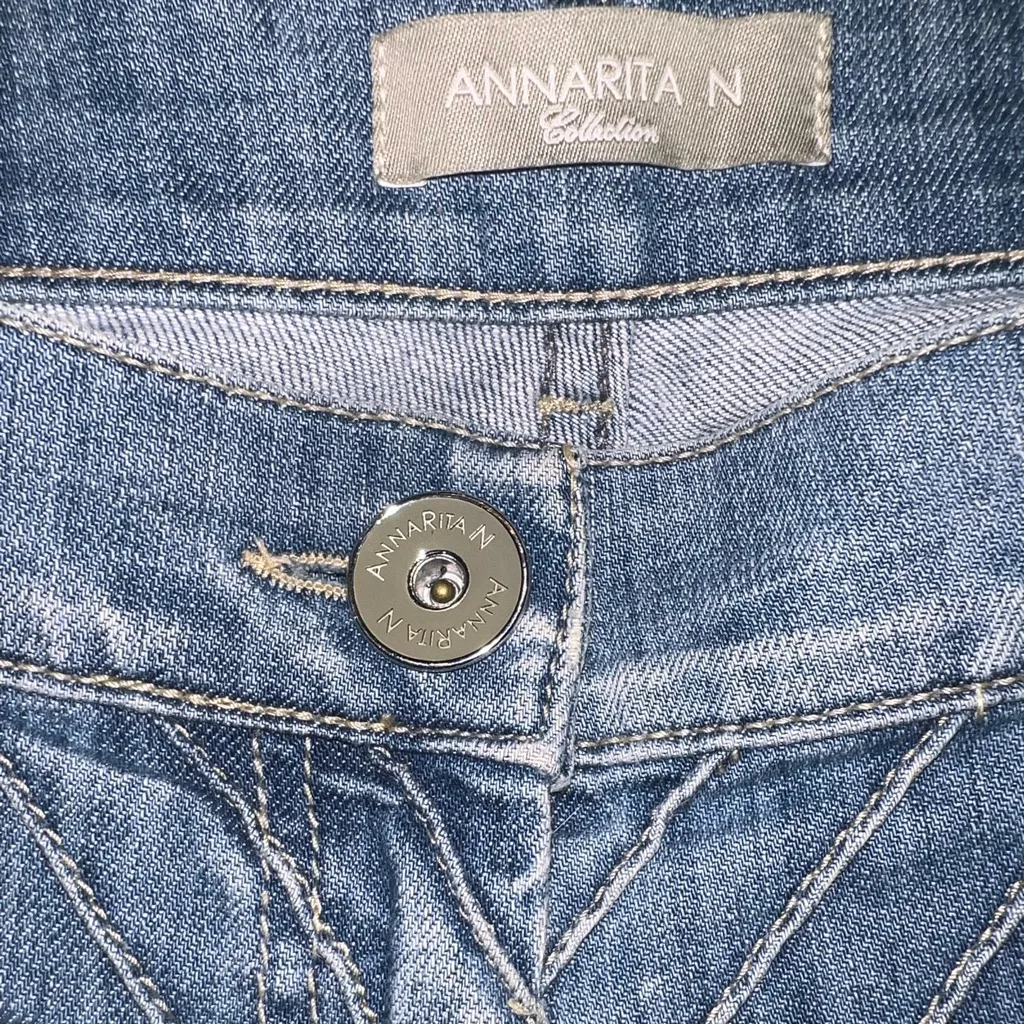 Annarita N🦎Textured Waist Flared Bottoms🌵 Blue Size 4 - Image 5