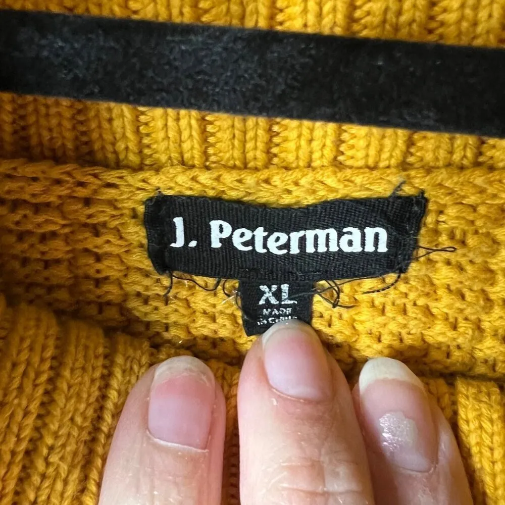 J. Peterman Aran fisherman’s yellow‎ sweater men’s size XL Yellow - Image 6