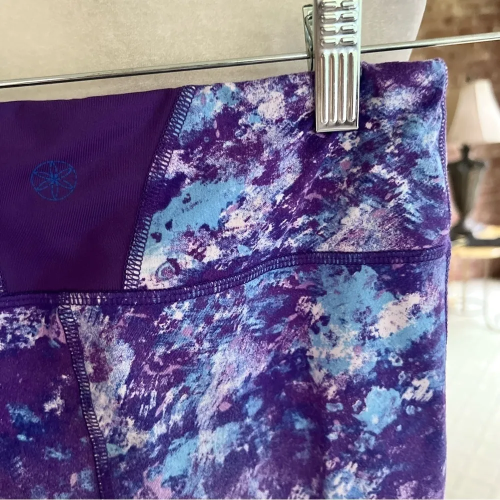 Gaiam Leggings Cropped Ruched Hem Purple XS Watercolor Athletic Yoga Exercise - Image 10