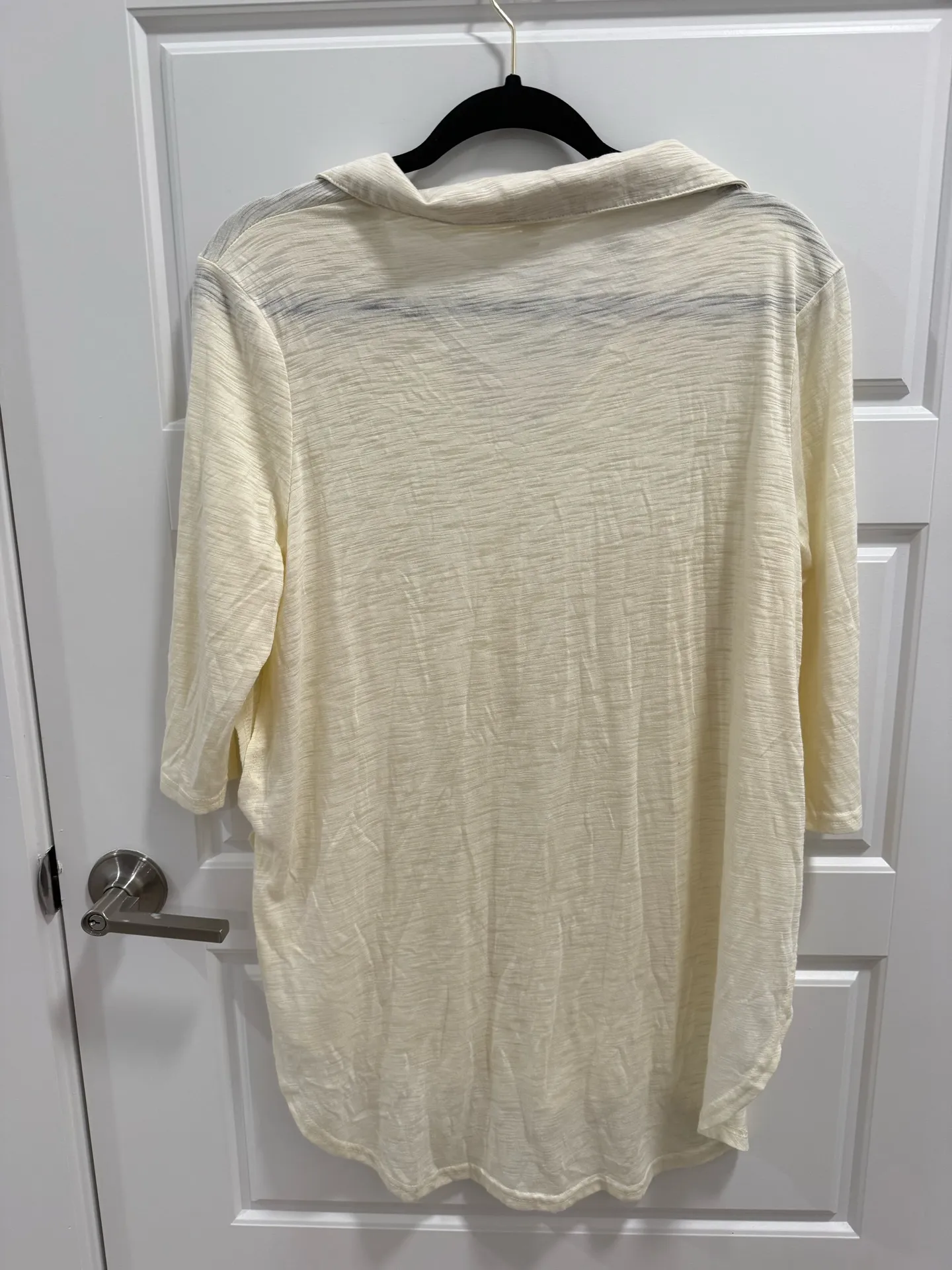 Umgee Cream 3/4 Sleeve Collared Blouse - Image 3