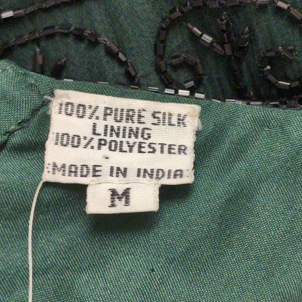 NWT Scala Green Sequins Beads Short Sleeve Shift Dress Deadstock Size M FLAW - Image 9