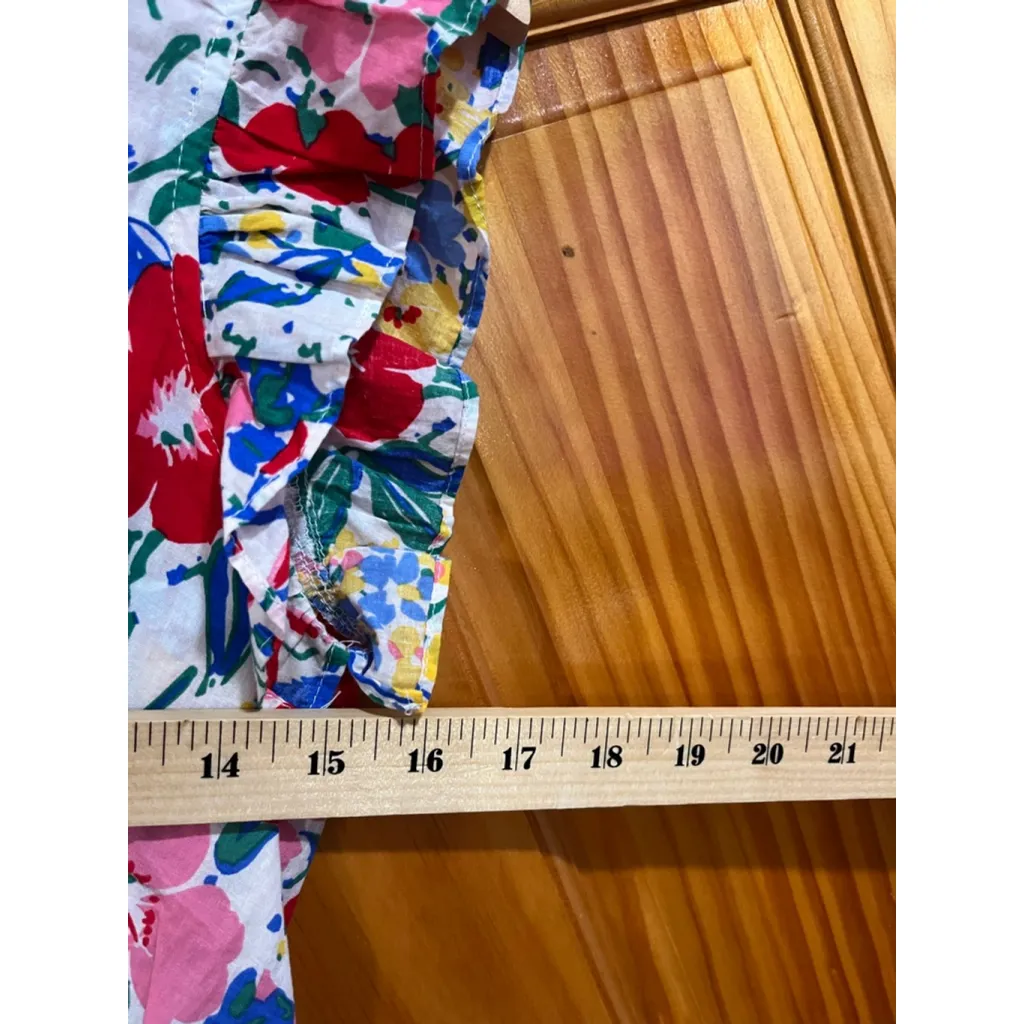 Pinch Women’s Dress Small Ruffle Sleeve Floral Print Cotton Boho Summer White - Image 6