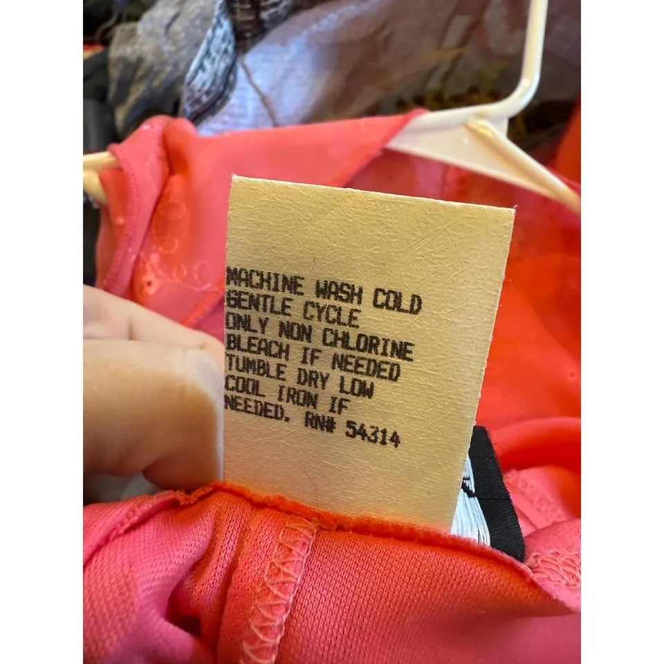 Be Smart Coral Floral Burnout Sheer Midi Dress Women's 11/12 Cowl Neck Size undefined - Image 7