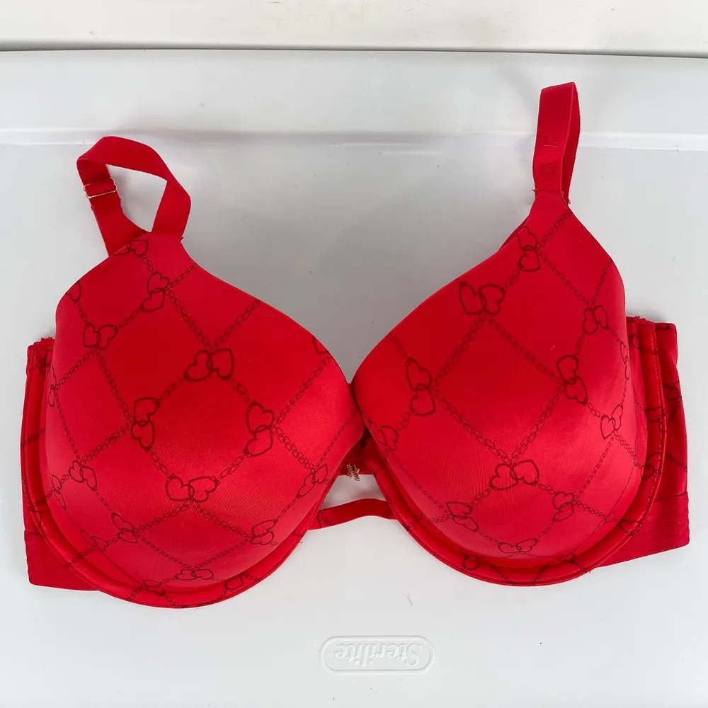 Savage X Fenty Linking Hearts T-Shirt Bra Red Sz 36DDD - Image 3