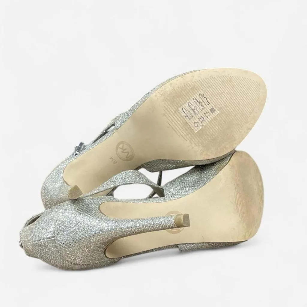 Michael Kors Silver Glitter Platform Heels – Size 7 - Image 3