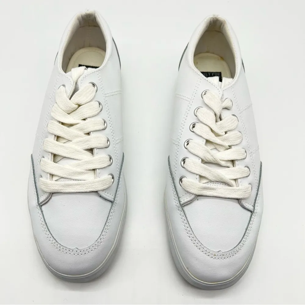 AJ Valenci Women's Low Rise Classic Lace Up White Leather Casual Sneakers - Image 3
