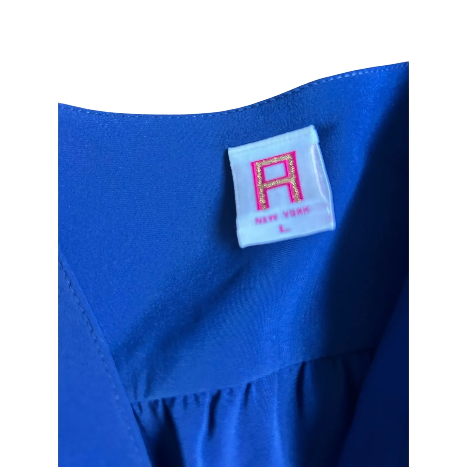 Amanda Uprichard Royal Blue V Neck Long Sleeve Midi Dress Women Size L - Image 2