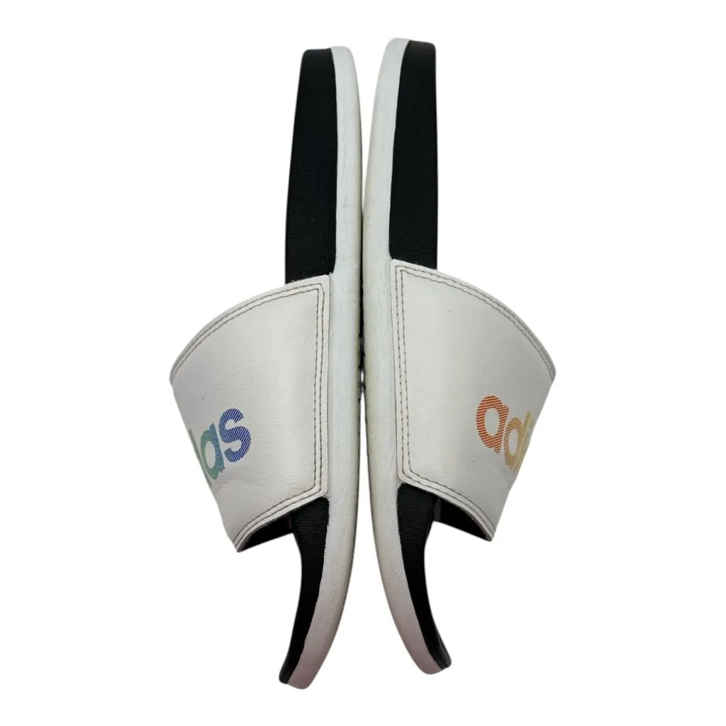 Adidas Adilette Size 6 White Rainbow Slides H02488 Flat Sandals Slippers Comfort - Image 6