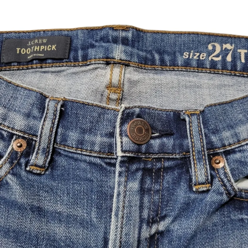J.Crew Jeans Size 27 T W30"xL31.5" J. Crew Toothpick Jeans 27T Skinny Jeans Blue Denim Pants - Image 6