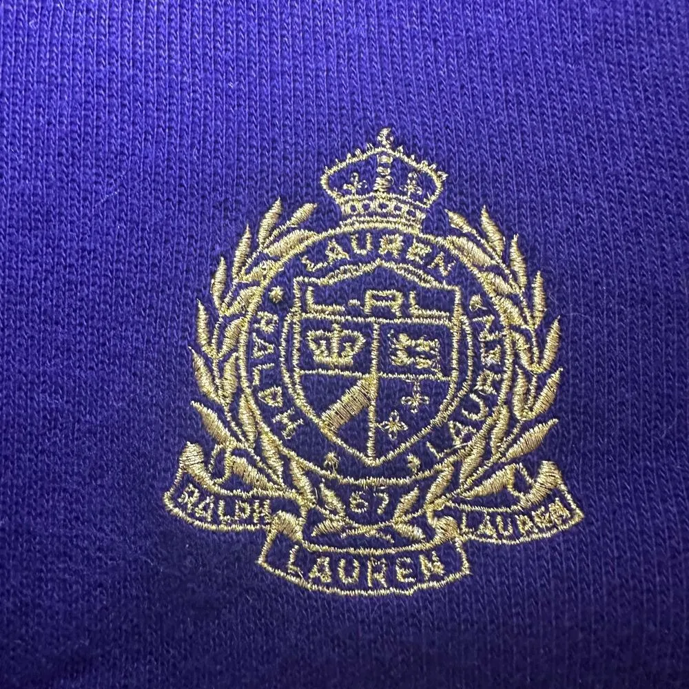 100% cotton vintage Ralph Lauren active purple zipper‎ hooded sweater size small - Image 2