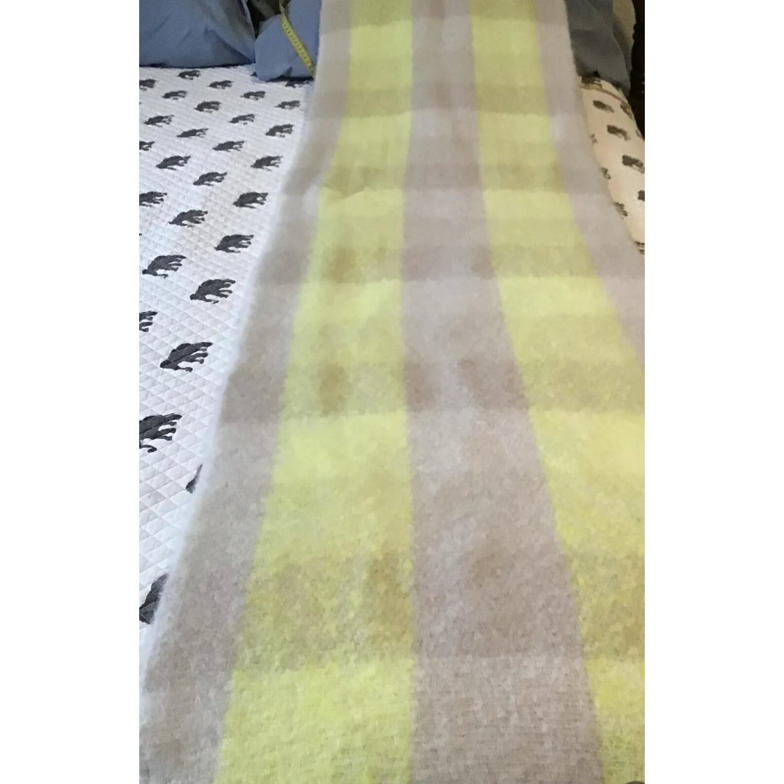 Maurice's Large Sweater Wrap Scarf‎  Yellow Gray Fringe Warm Polyester Acrylic - Image 7