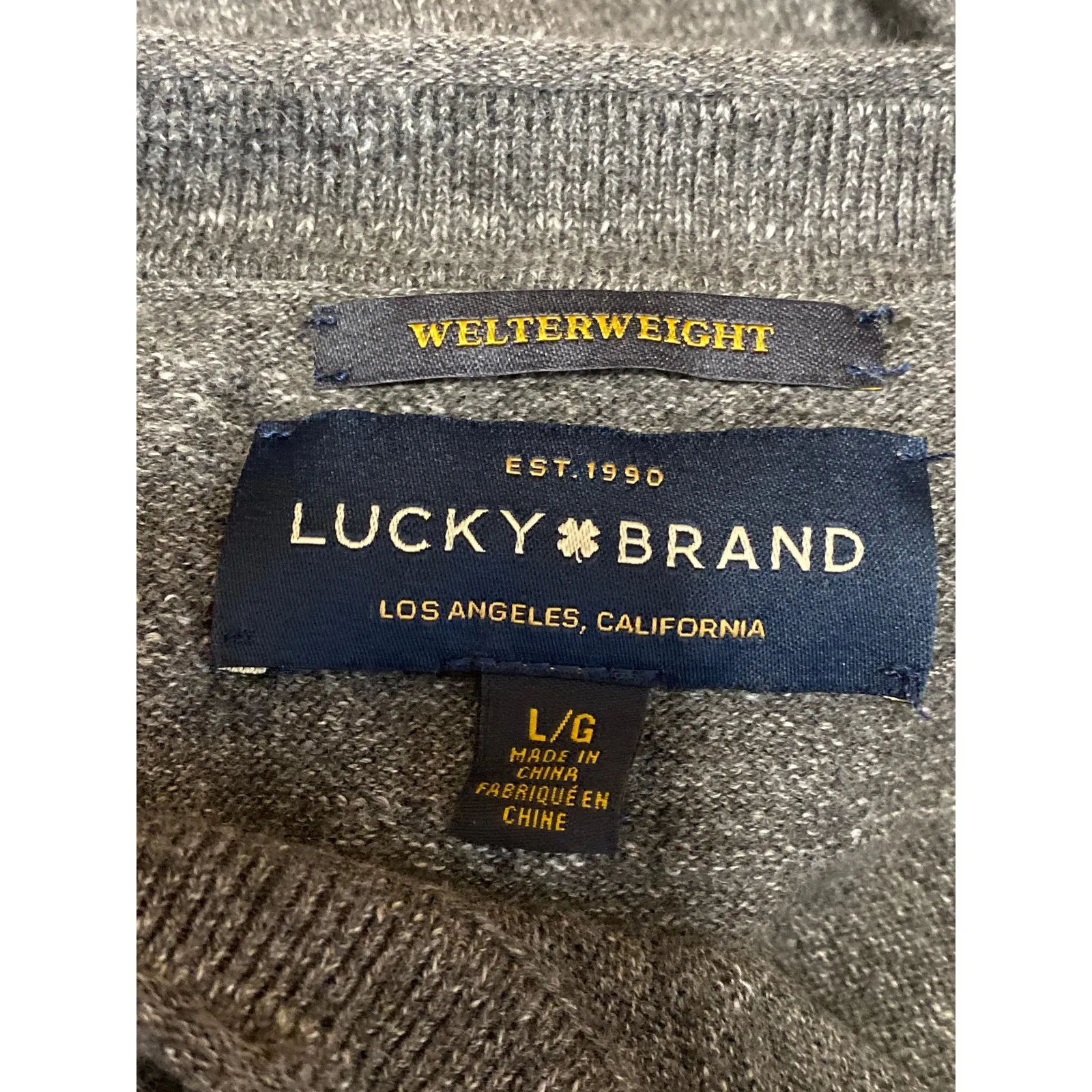 Lucky Brand Men's Dark Gray Heather Long Sleeve Crew Neck Sweatshirt Sweater L - Image 5