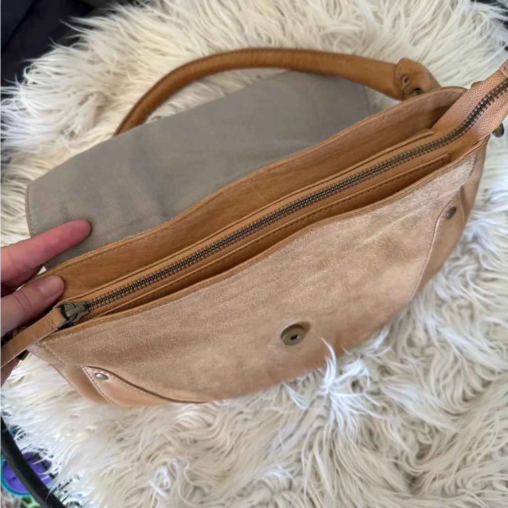 Anthropologie Day & Mood Harpa Leather & Suede Pleated Bag In Camel - Image 9