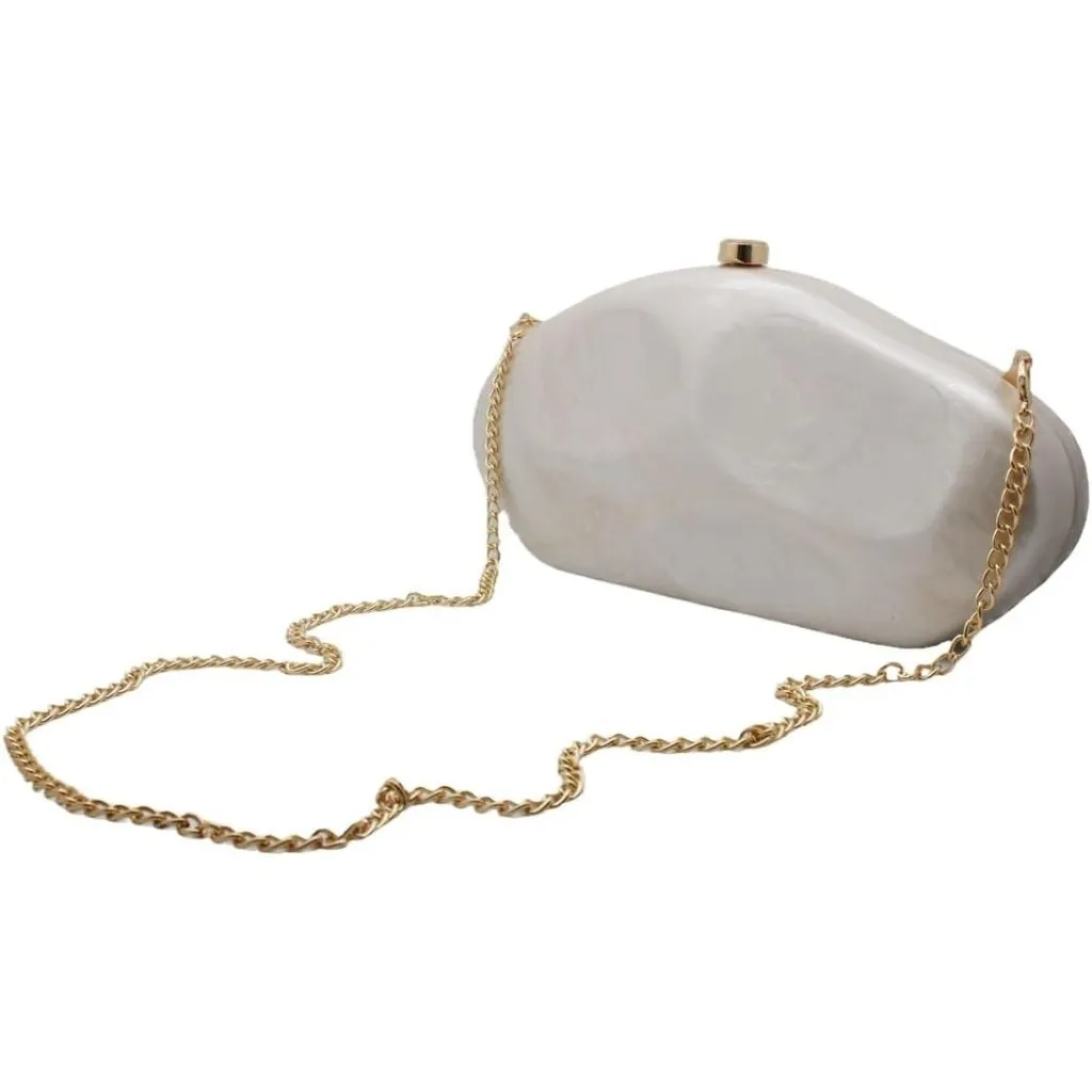 ⚡ Women's Trendy Shiny Shell Shape Lightweight White Evening Cute Clutch Bag - Image 2