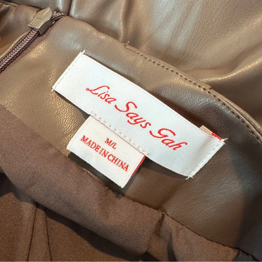 Lisa Says Gah Luisa Brown Faux Leather Straight Leg Pants, medium / large, EUC - Image 10