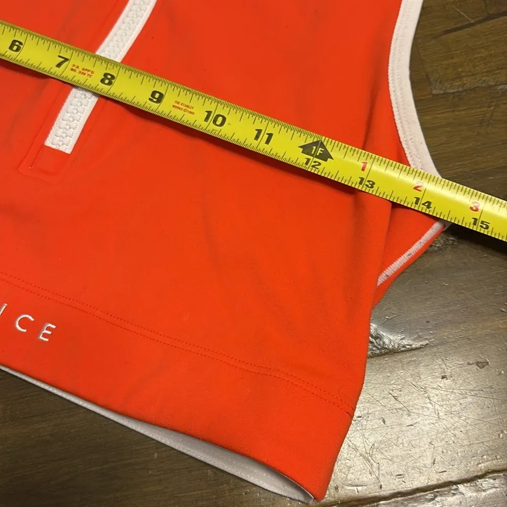 Balance Athletica Isotope Sports Bra Crop Top Orange White Zipper Logo M - Image 5