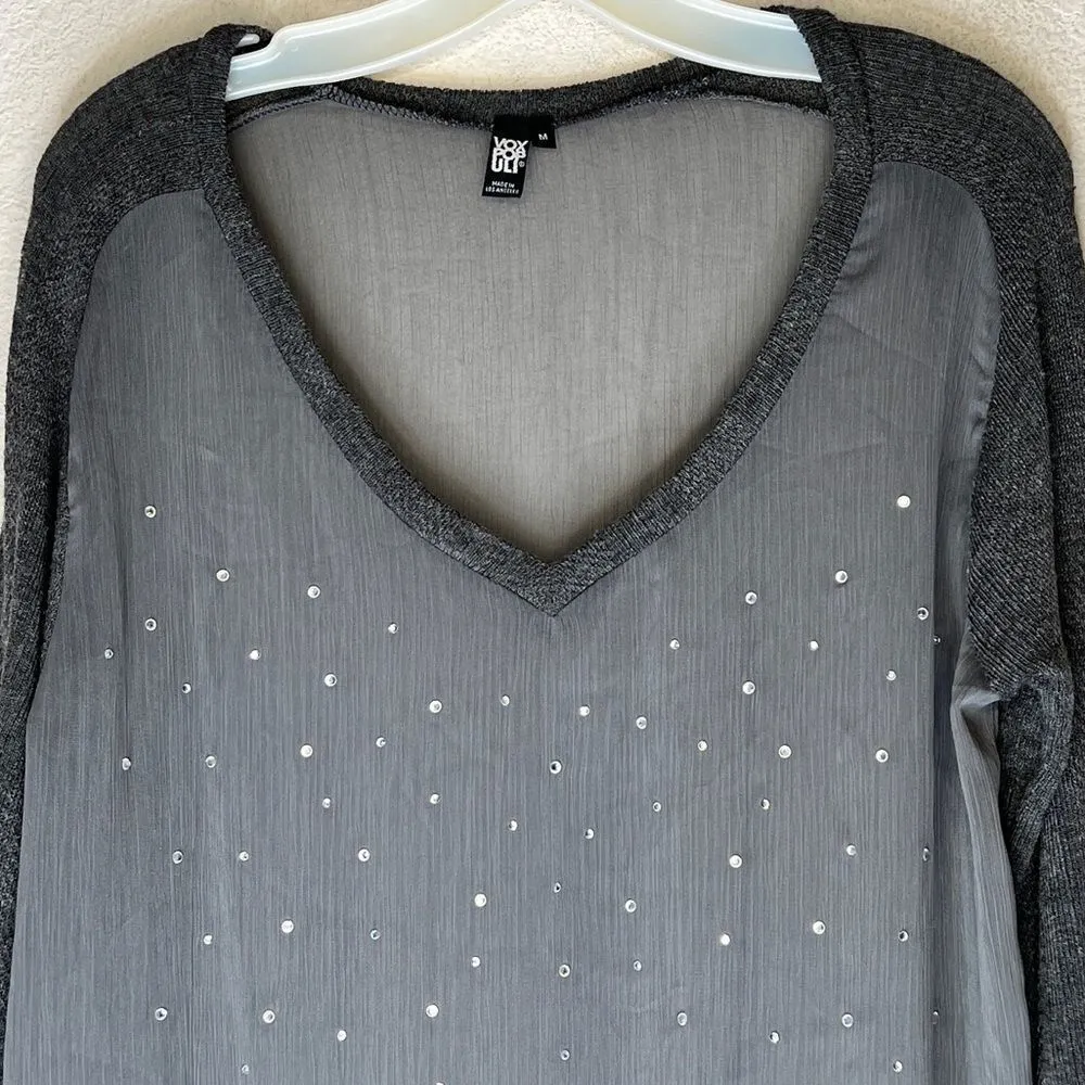 Vox Populi Sheer Top‎ Gray Size M - Image 2